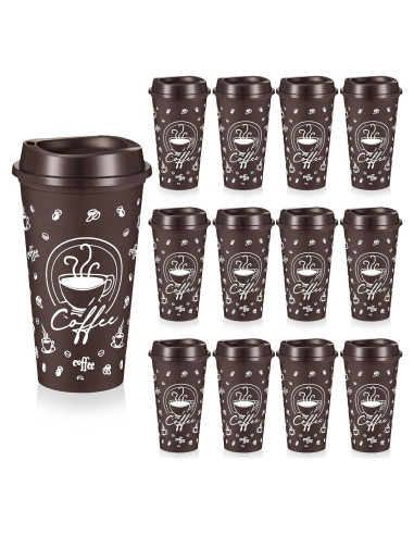 12 Tazas de Café Reutilizables Skybooly 16 oz Marrón