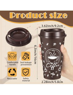 12 Tazas de Café Reutilizables Skybooly 16 oz Marrón 2