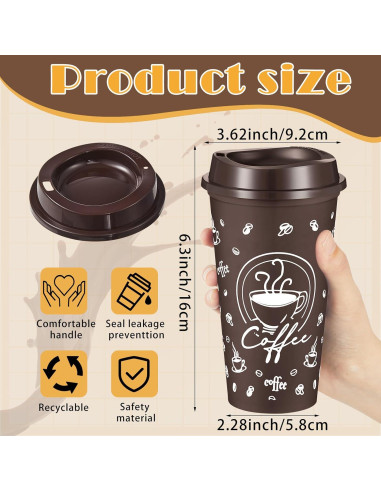 12 Tazas de Café Reutilizables Skybooly 16 oz Marrón