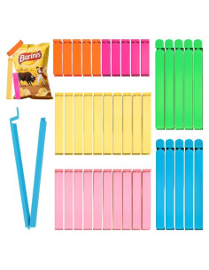 40 Clips de Plástico para Bolsas de Comida Chyaya - 3 Tamaños