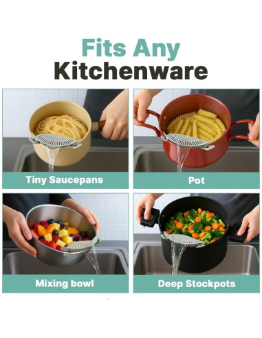 Colador de Silicona Clip-On Recohome 22.5cm Apto Lavavajillas