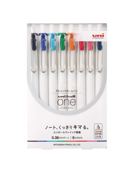 Bolígrafo de Tinta Gel Uni-Ball One 0.38mm Set 8 Colores
