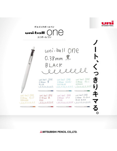 Bolígrafo de Tinta Gel Uni-Ball One 0.38mm Set 8 Colores
