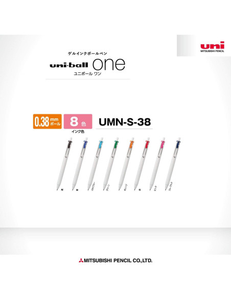 Bolígrafo de Tinta Gel Uni-Ball One 0.38mm Set 8 Colores