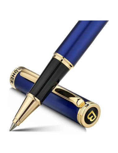 Bolígrafo de lujo BEILUNER azul y oro 24K recarga Schneider