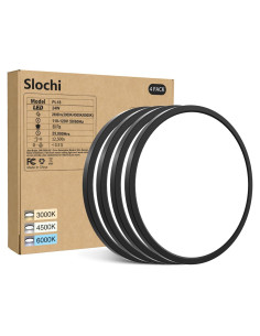 4 Lámparas de Techo LED Empotradas Slochi 24W 5000K Negra