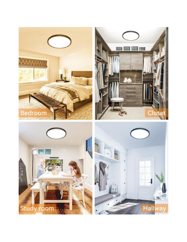 4 Lámparas de Techo LED Empotradas Slochi 24W 5000K Negra