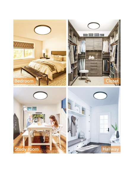 4 Lámparas de Techo LED Empotradas Slochi 24W 5000K Negra