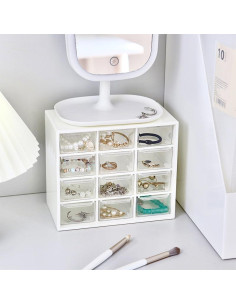 Organizador de Escritorio JIAFUJIN 12 Cajones Plástico Blanco 2