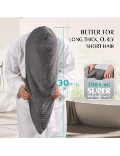 Toalla de Microfibra para Cabello YFONG 3 Paquetes Antifrizz 76.2x25.4cm 2