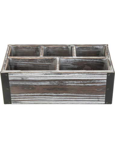 Soporte Organizador de Control Remoto MyGift Madera Rústica 5 Compartimentos