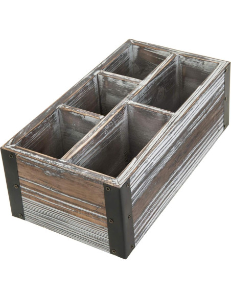 Soporte Organizador de Control Remoto MyGift Madera Rústica 5 Compartimentos