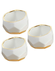 Macetas Cerámicas Geométricas Kate Aspen - Juego de 3 Blancas