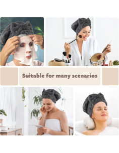 Gorro de Microfibra Grande SUNLAND para Secado de Cabello 34x28cm Gris 2