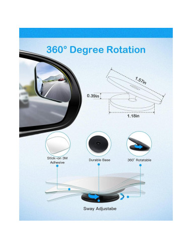 Espejo de Punto Ciego CUNCUI 5 cm Convexo Ajustable 360