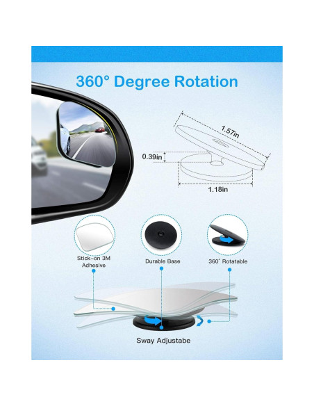 Espejo de Punto Ciego CUNCUI 5 cm Convexo Ajustable 360