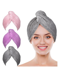 Toalla de Microfibra para Cabello POPCHOSE - Secado Rápido 3 Pzs