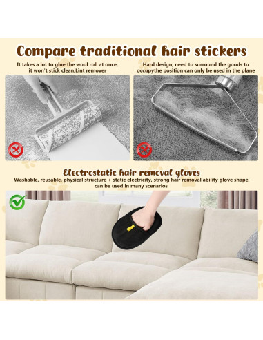 Guantes de Aseo Doble Cara FAIRLONG para Mascotas 2pcs