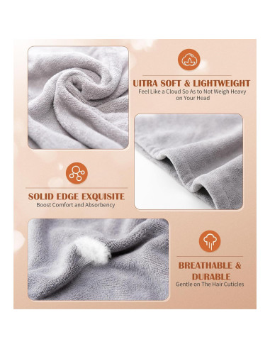 Toalla de Microfibra para Cabello POPCHOSE - Secado Rápido 3 Pzs