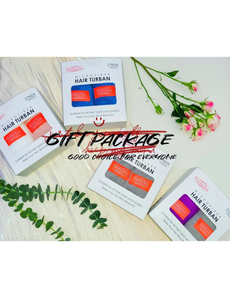 Toalla de Microfibra para Cabello YoulerTex - Paquete de 2 Gris - 25.4x66 cm