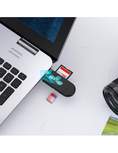 Lector de Tarjetas SD 3-en-1 ACKSKY USB-C/USB-A/Micro USB