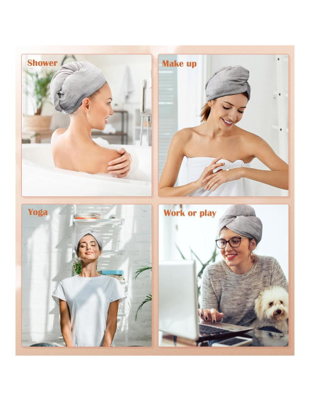 Toalla de Microfibra para Cabello POPCHOSE - Secado Rápido 3 Pzs