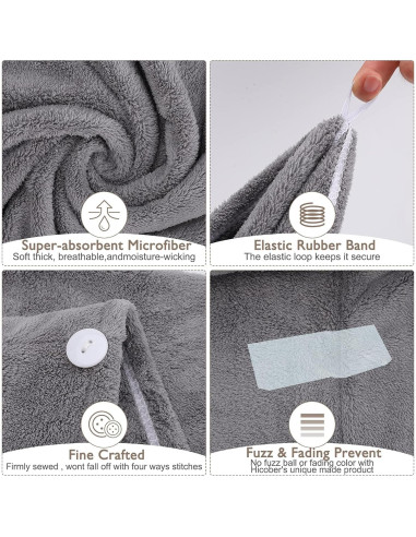 Toalla de Microfibra BEoffer para Cabello - 3 Turbantes Secado Rápido