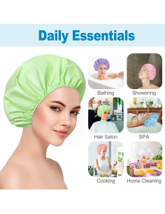 6 Gorras de Ducha Impermeables Doble Cara CHFONG Color Caramelo 2