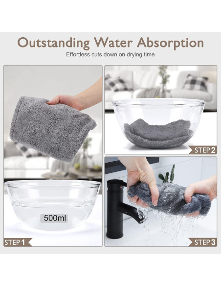 Toalla de Microfibra BEoffer para Cabello - 3 Turbantes Secado Rápido