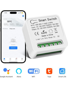 Interruptor Relé Inteligente VIPMOON WiFi 16A Control por Voz 2