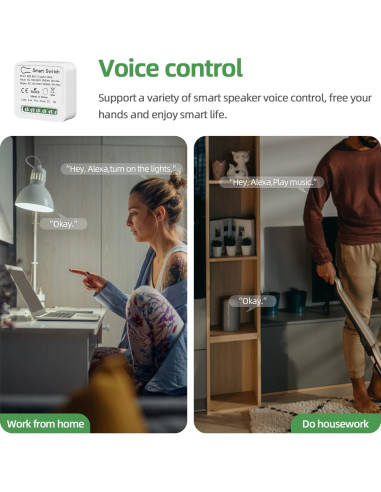 Interruptor Relé Inteligente VIPMOON WiFi 16A Control por Voz
