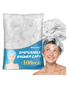100 Gorras de Ducha Desechables MAQIHAN Impermeables Grandes