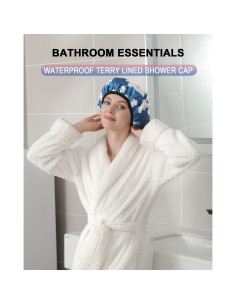 Gorro de Ducha YIZIJIZI Grande 32cm Toalla Impermeable Azul 2