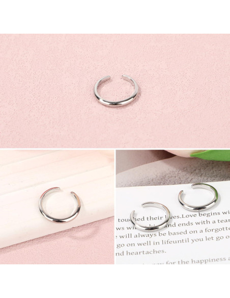 2 Anillos de Dedo Ajustables Mikovivi de Cobre Plateado 1mm