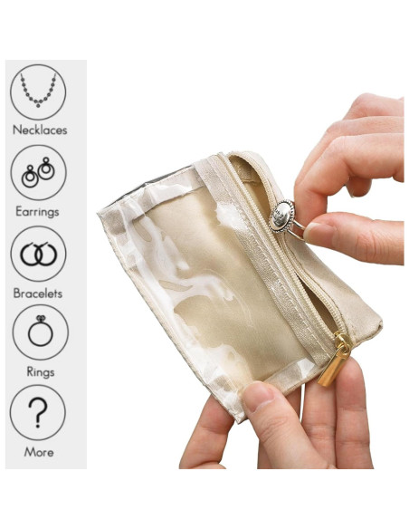 50 Bolsas de Joyería de Viaje Acshio Beige 10.9x8 cm