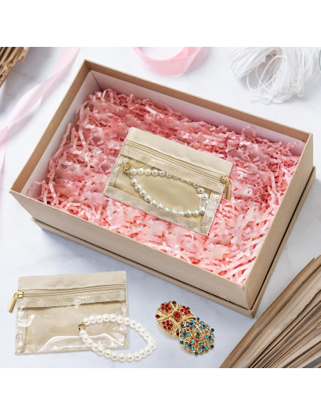 50 Bolsas de Joyería de Viaje Acshio Beige 10.9x8 cm