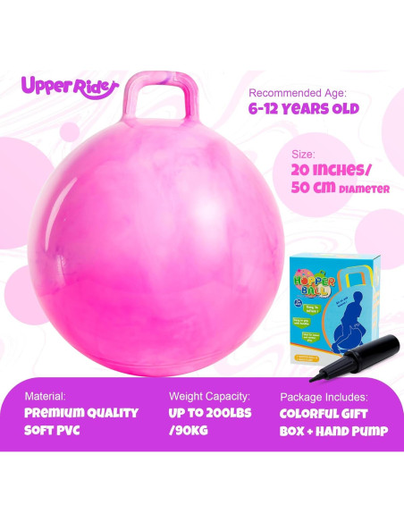 Bola Saltarina 50cm Upper Rider Rosa y Púrpura para Niños 6-12 Años