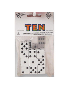 Dados D6 blancos 16mm Koplow Games - Paquete de 10 unidades