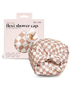Gorro de Ducha Reutilizable Kitsch Cuadrícula Terracota