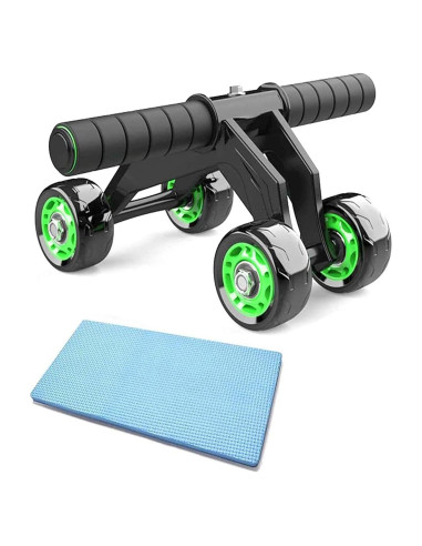 Rodillo Abdominal 4 Ruedas Genérico con Tapete y Mango Acero