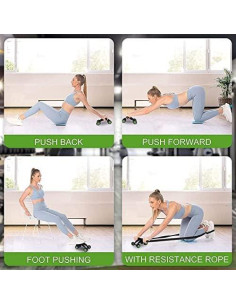 Rodillo Abdominal 4 Ruedas Genérico con Tapete y Mango Acero 2