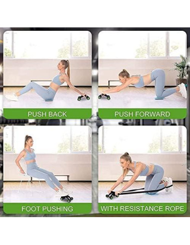 Rodillo Abdominal 4 Ruedas Genérico con Tapete y Mango Acero