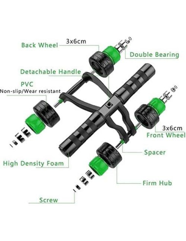 Rodillo Abdominal 4 Ruedas Genérico con Tapete y Mango Acero
