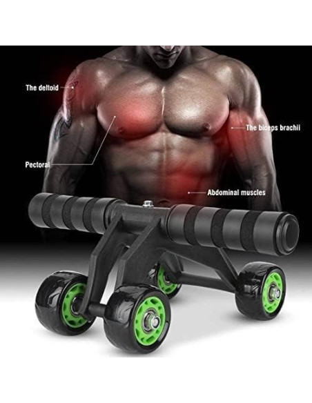 Rodillo Abdominal 4 Ruedas Genérico con Tapete y Mango Acero