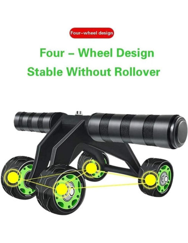 Rodillo Abdominal 4 Ruedas Genérico con Tapete y Mango Acero