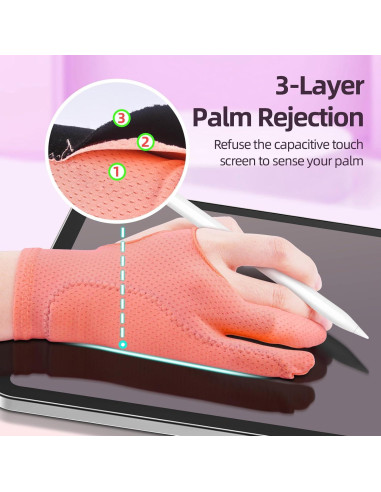 Guantes de Dibujo Rosa 2 Pack ANMONE para Pantallas Táctiles