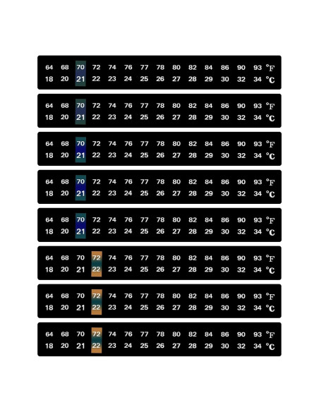8 Tiras Termómetro Adhesivas Acuario Bremorou 18-34C