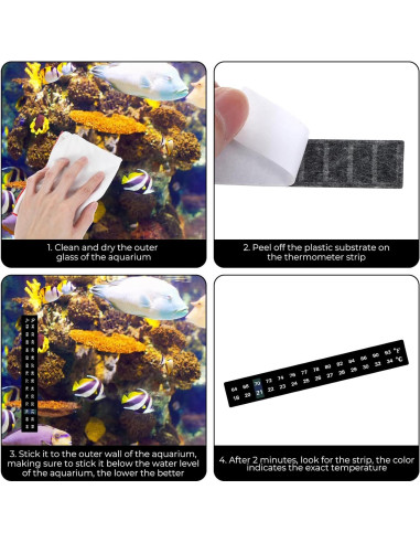 8 Tiras Termómetro Adhesivas Acuario Bremorou 18-34C