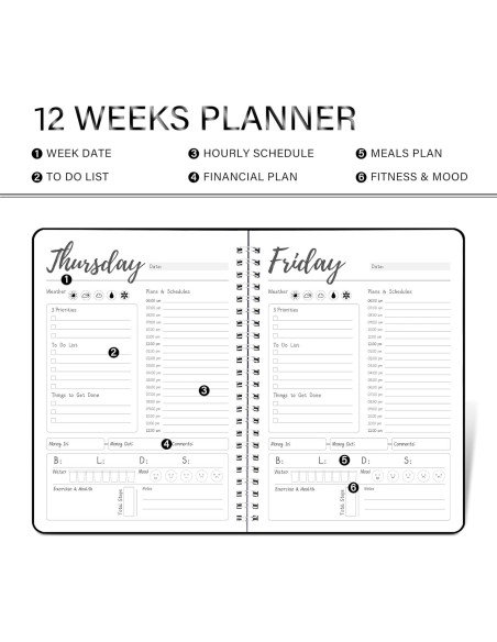 Planificador Diario y Semanal KAICN No Fechado 25.4x18.5cm