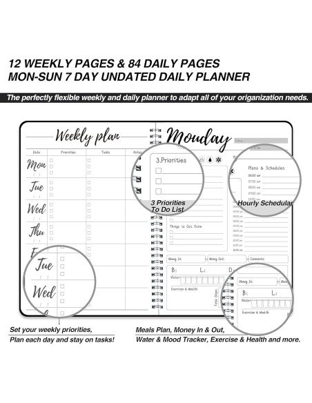 Planificador Diario y Semanal KAICN No Fechado 25.4x18.5cm
